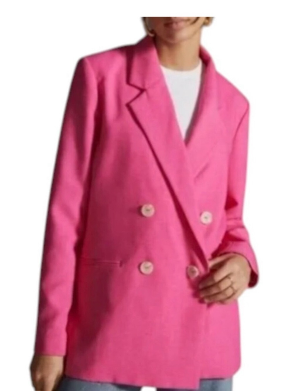 Anthropologie Maeve bright Pink Double Breasted Blazer